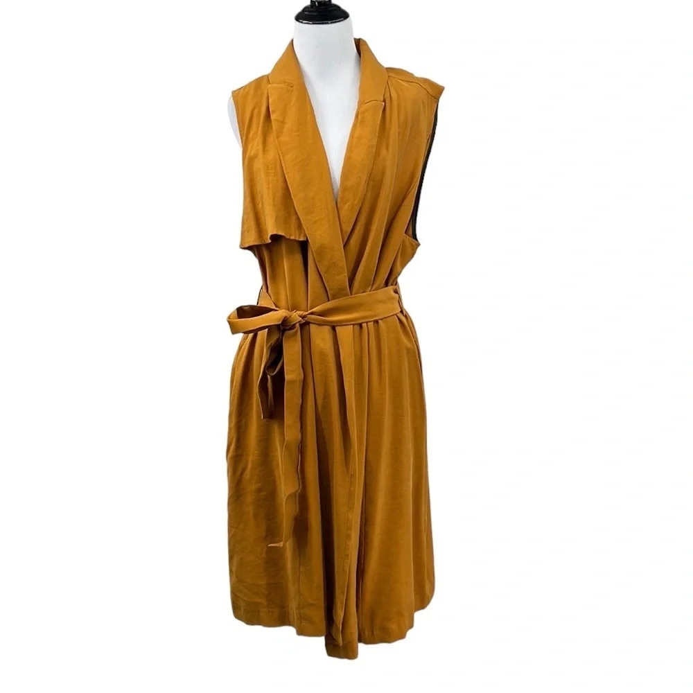 Eloquii Goldenrod Lightweight Belted Sleeveless Trench Coat Womens 14/16 Belted